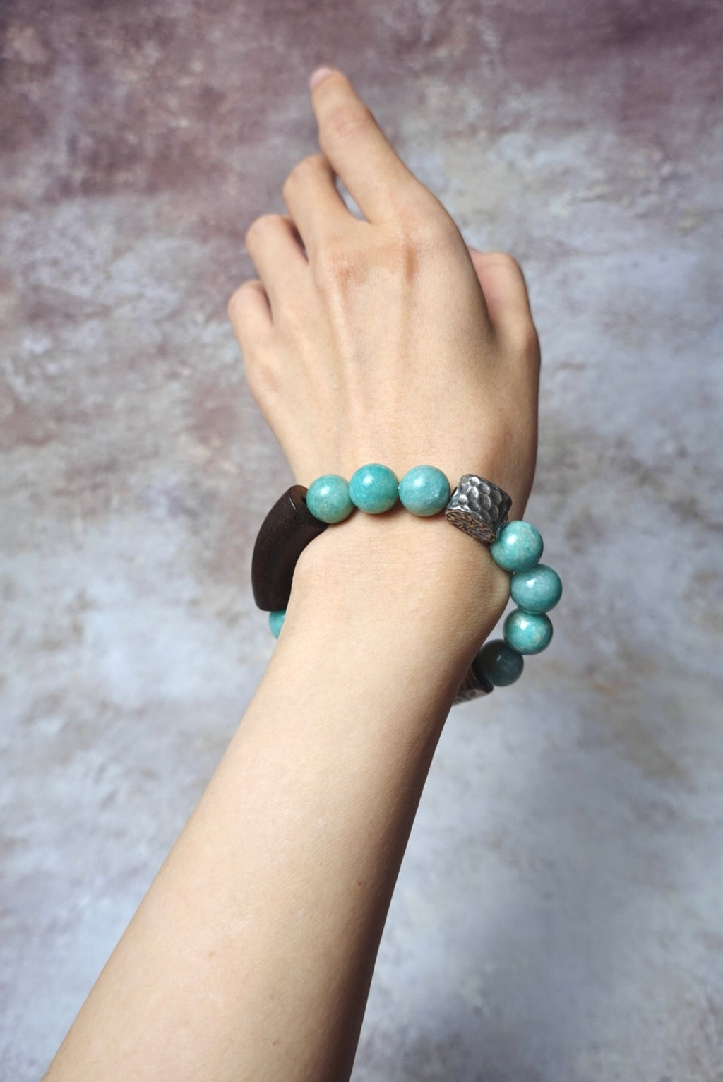 Amazonite Bracelet with Antiqued Silver Beads