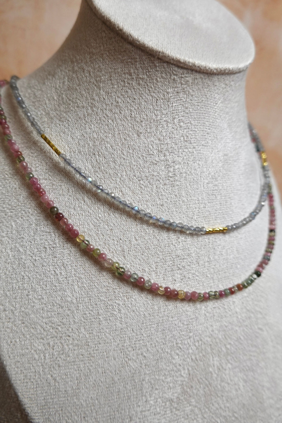 Tourmaline Mini Minimalist Beaded Necklace