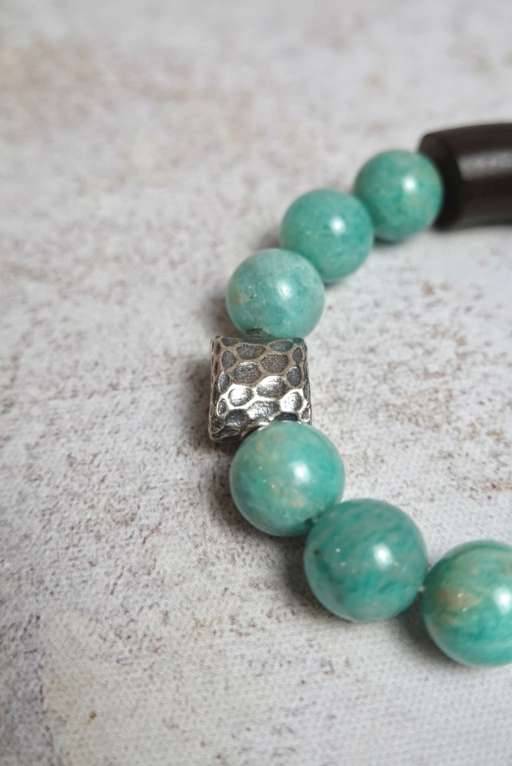 Amazonite Bracelet with Antiqued Silver Beads