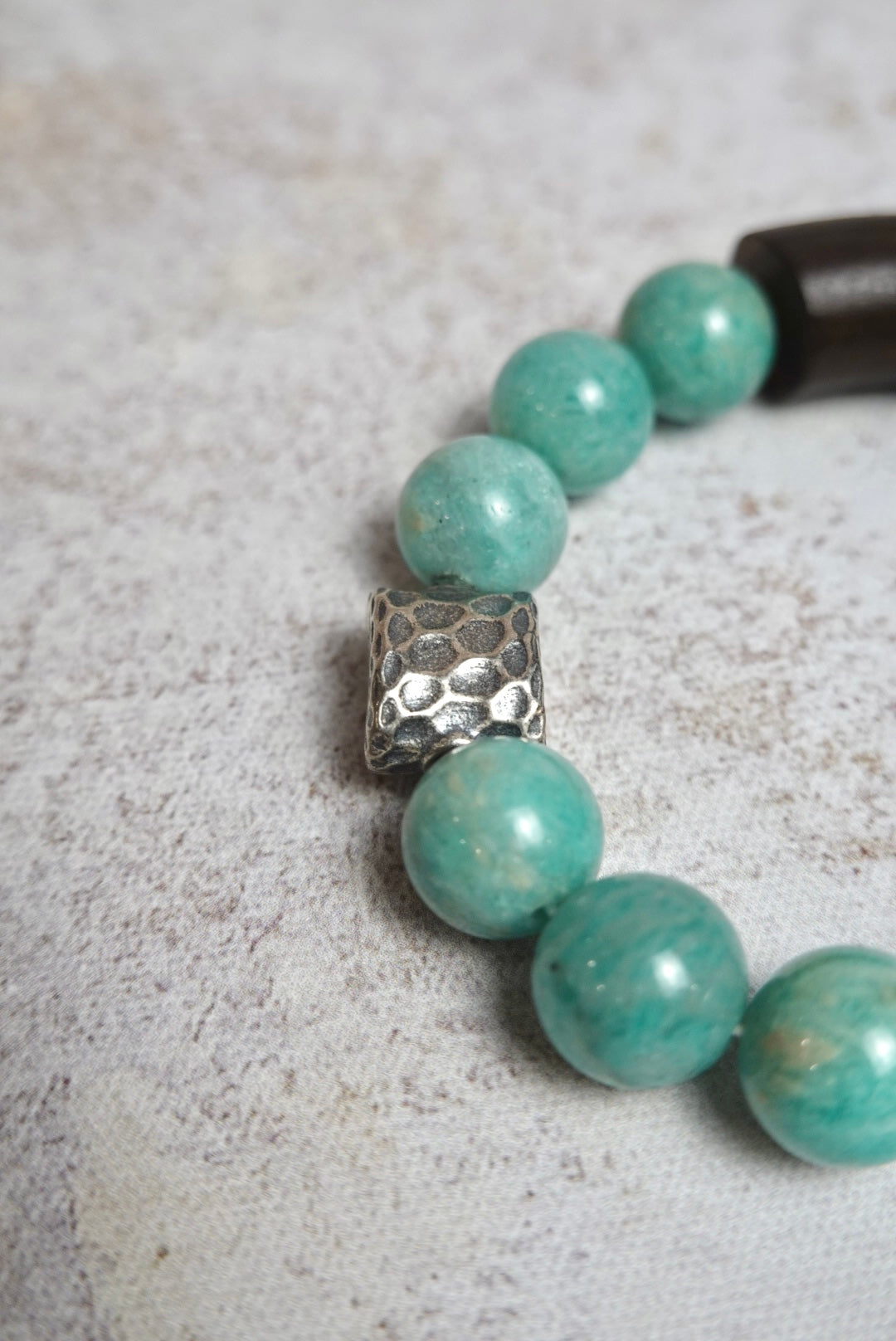 Amazonite Bracelet with Antiqued Silver Beads