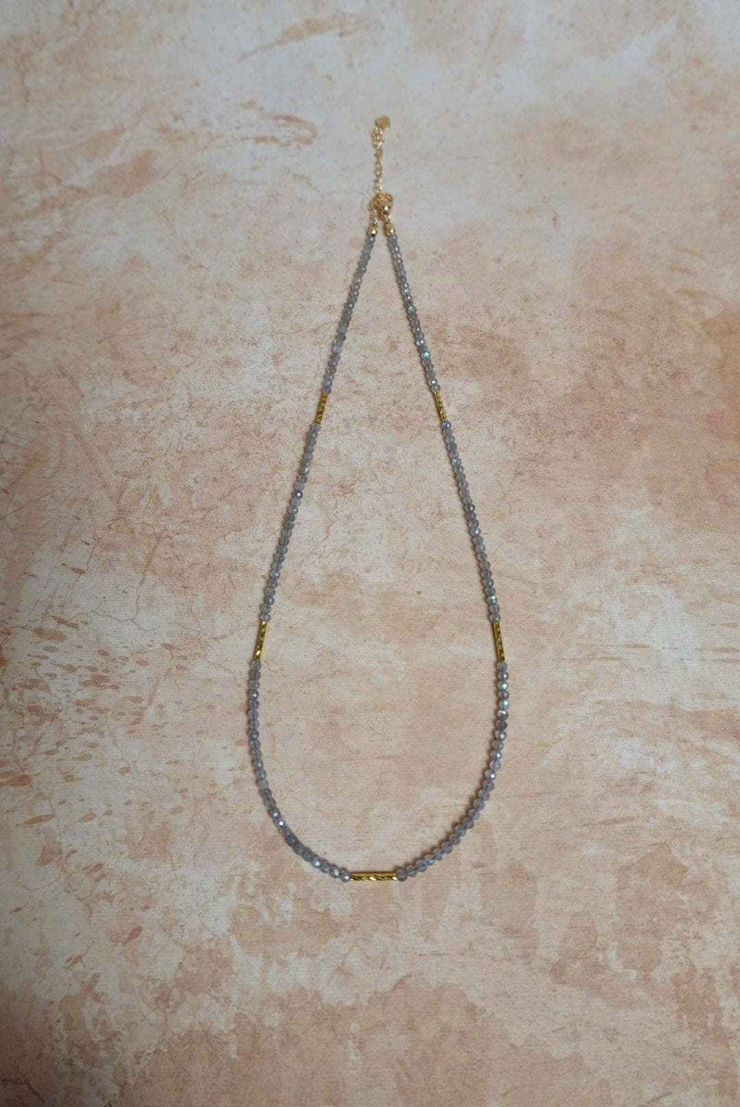 Grey Moonstone Mini Minimalist Beaded Necklace