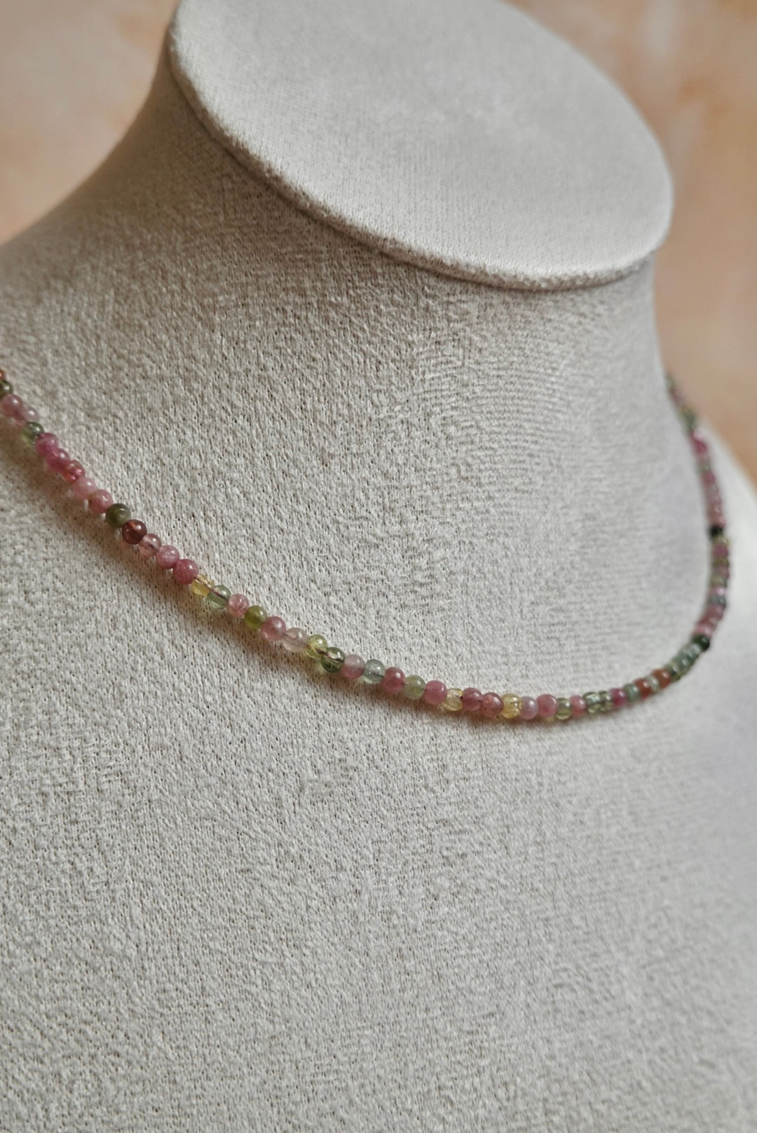 Tourmaline Mini Minimalist Beaded Necklace