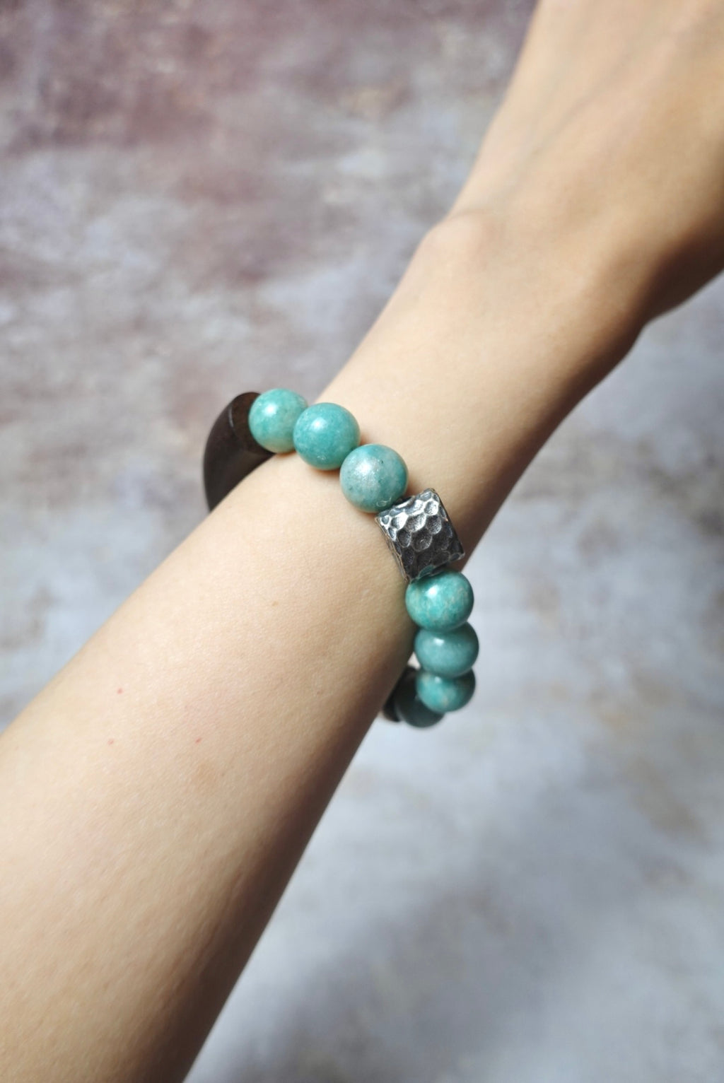 Amazonite Bracelet with Antiqued Silver Beads