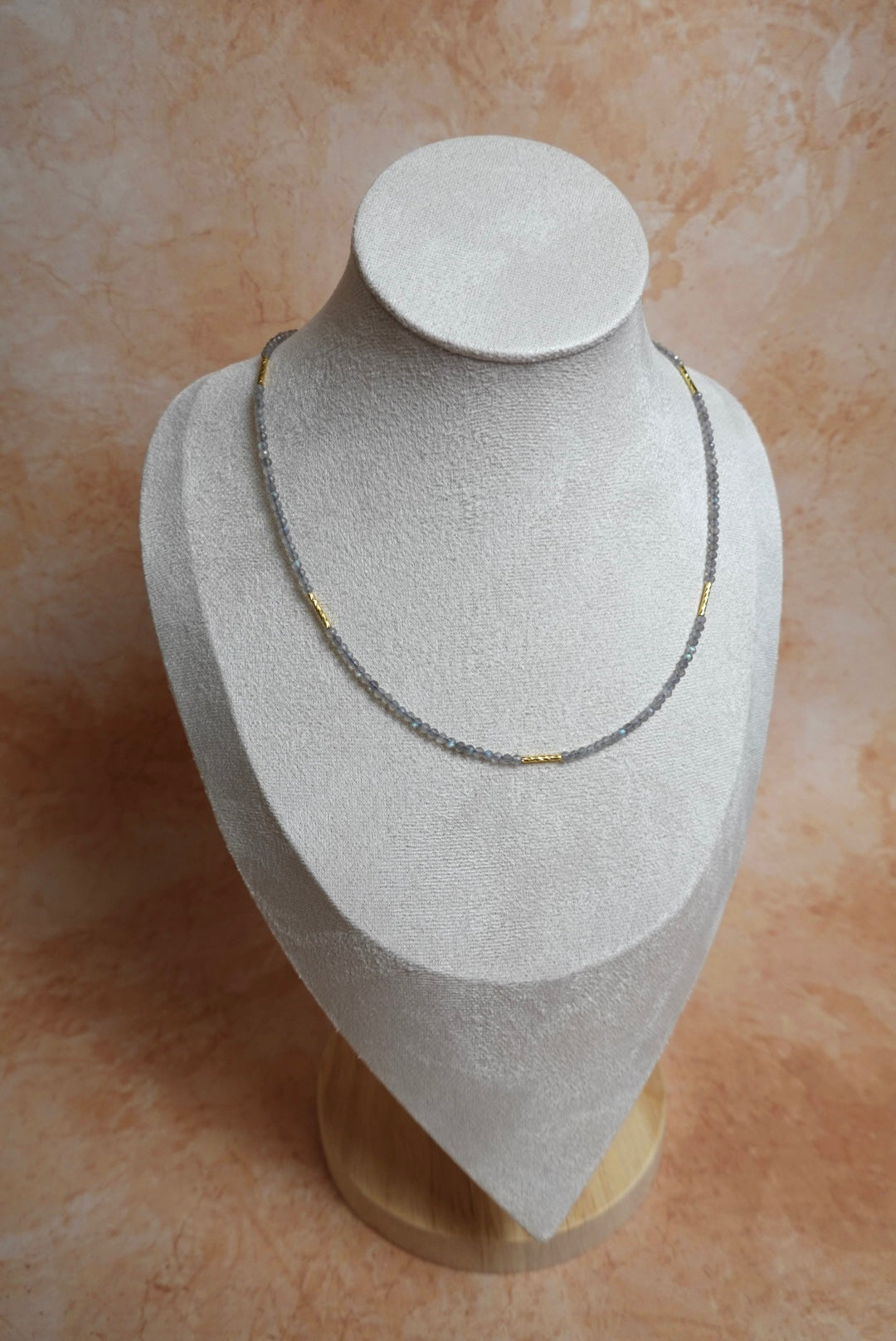 Grey Moonstone Mini Minimalist Beaded Necklace
