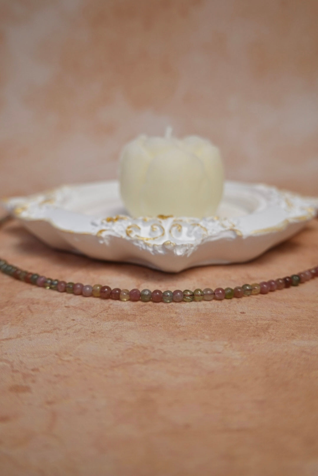 Tourmaline Mini Minimalist Beaded Necklace
