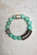 Amazonite Bracelet with Antiqued Silver Beads
