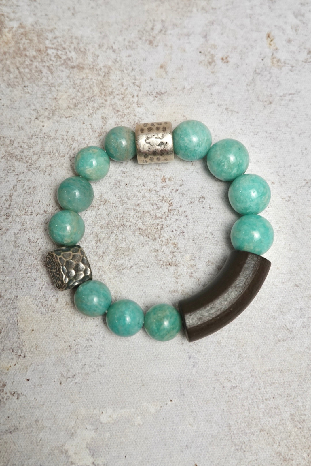 Amazonite Bracelet with Antiqued Silver Beads