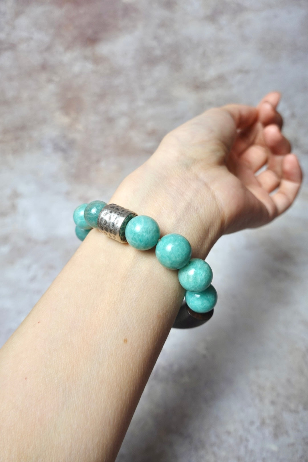 Amazonite Bracelet with Antiqued Silver Beads