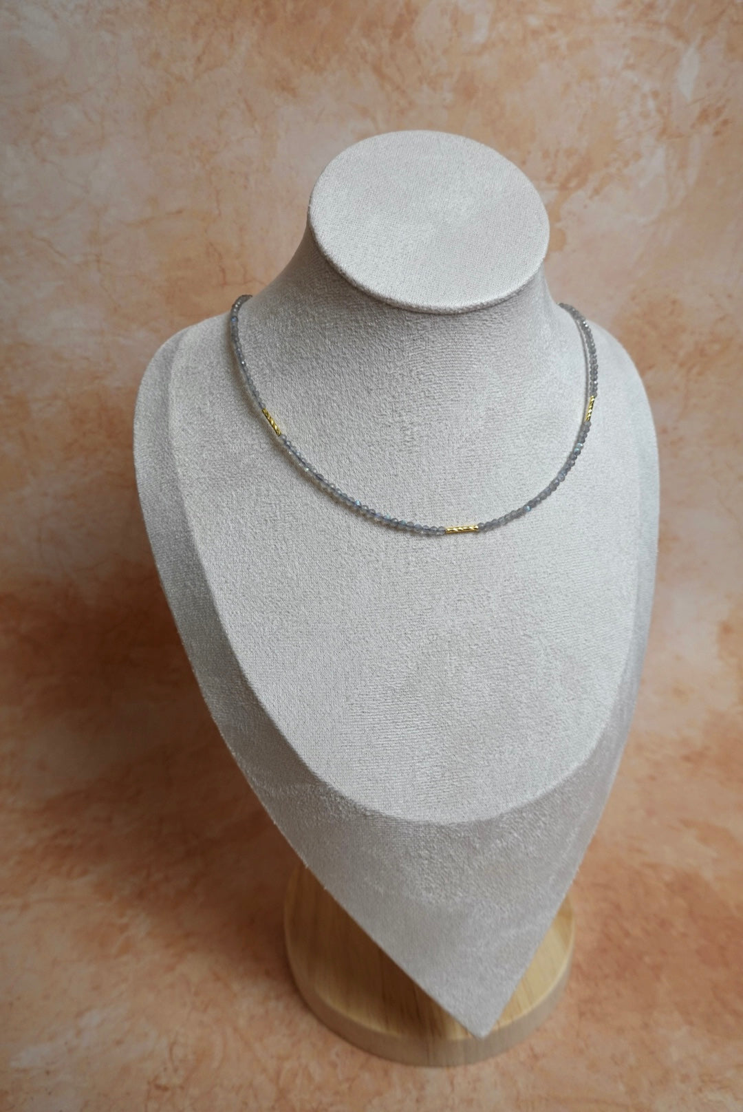 Grey Moonstone Mini Minimalist Beaded Necklace
