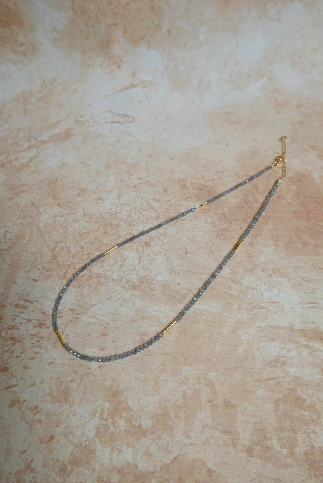 Grey Moonstone Mini Minimalist Beaded Necklace