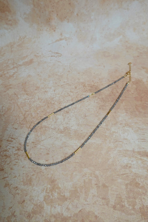 Grey Moonstone Mini Minimalist Beaded Necklace
